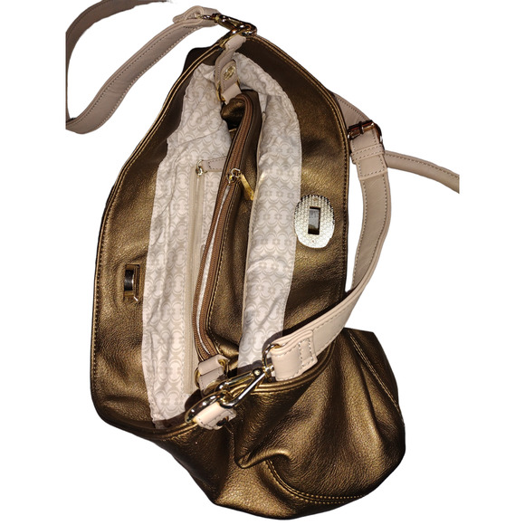 Charming Charlie Metallic Tote Handbag Removable straps and handles  wristlet - Picture 3 of 7